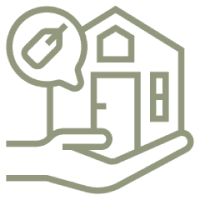 Hand holding house with paint icon