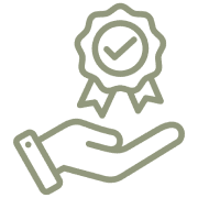 Hand holding quality badge icon
